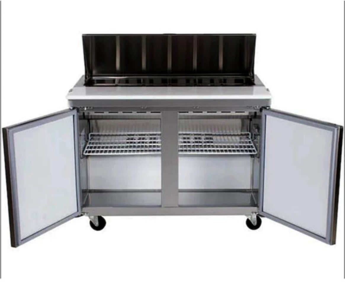 46.75 in. W 9.5 cu. ft. Commercial Mega Food Prep Table Refrigerator Cooler in Stainless Steel