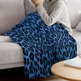 thumbnail image 3 of Blue Leopard Print Blanket Soft Cozy Warm Throw Blanket for Couch, Plush Fuzzy Flannel Fleece Blankets for Sofa, Vintage Abstract Animal Patterned Art Bed Blankets Lightweight Gifts for Men, 50"x60", 3 of 9