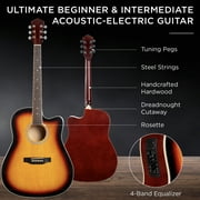 Best Choice Products Beginner Acoustic Electric Guitar Starter Set 41in w/ Wood Cutaway Design, Gig Bag - Sunburst