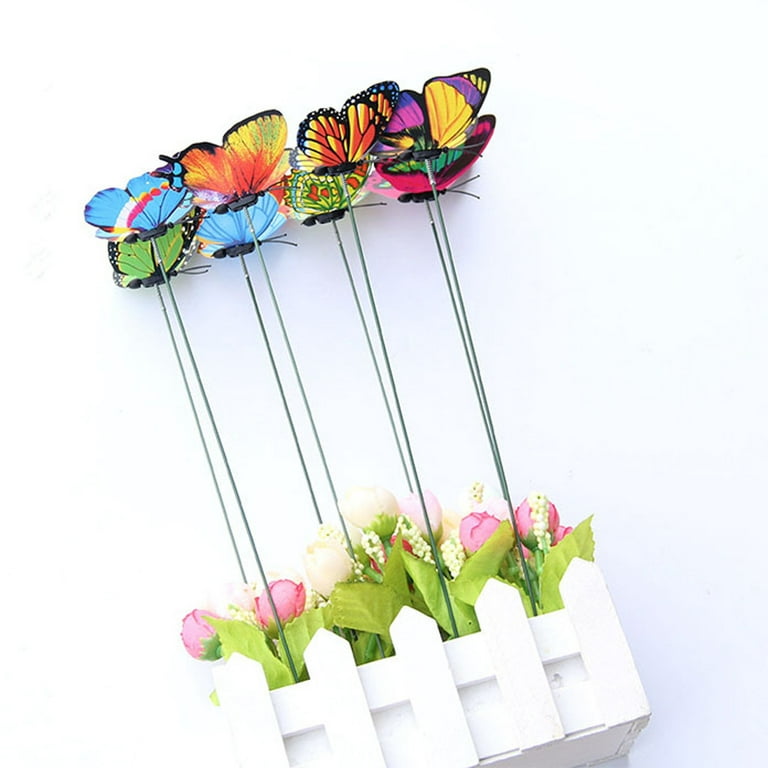 HCQXNSL 50pcs 7CM Multi-Color Butterfly Stakes Waterproof Fake Butterflies  Ornaments Butterfly Party Supplies Decoration for Indoor Outdoor Patio  Plant Pot Flower Bed 
