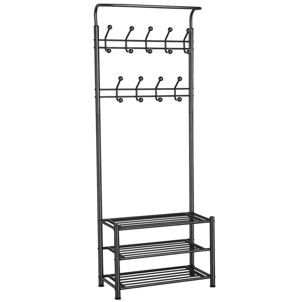 Smilemart Metal Multipurpose Entryway Hall Tree with 3Tier Shoe Rack