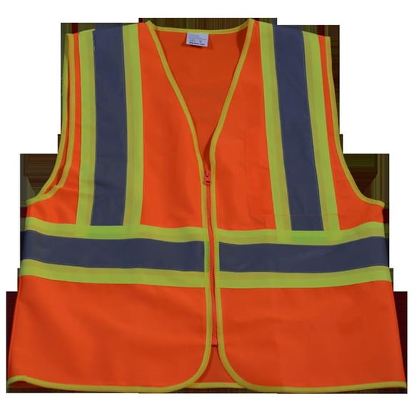 OV2-CB1-2X-3X Safety Vest Ansi Class Ii Orange Solid Contrast Binding, 2X & 3X