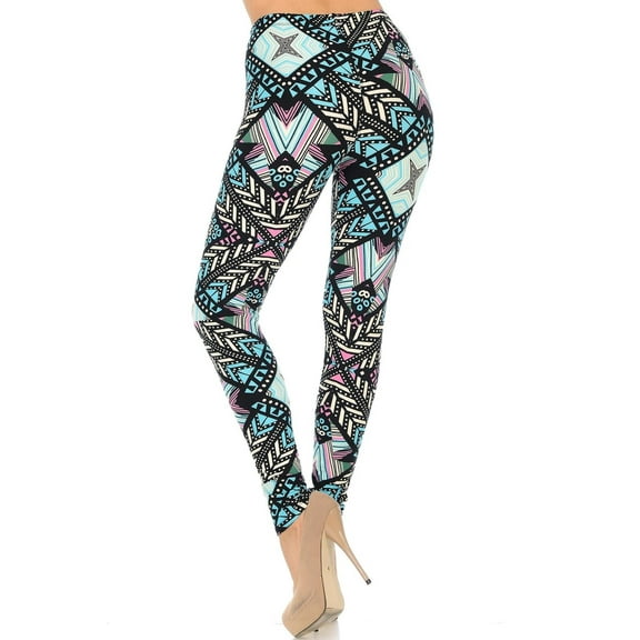 Buttery Soft Melodic Emerald Tribal Leggings (One Size Regular,Green)