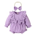 thumbnail image 3 of Elainilye Fashion Baby Clothes for Girls Long Sleeve Bodysuit Romper Newborn Bodysuits Headbands Set, Sizes 3-18 Months, 3 of 6