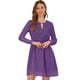 thumbnail image 1 of Vestido Acampanado de Mujer Allegra K con Cuello En V Vintage Dorado Metálico Brillante Morado Oscuro M, 1 of 6