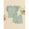 thumbnail image 3 of Suealasg Toddler Girl 2 Piece Summer Outfit Short Sleeve Floral Print T-Shirt Tops +Elastic Waist Shorts 6M 1T 2T 3T 4T Kids Baby Girls Casual Clothes, 3 of 9