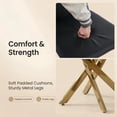 thumbnail image 3 of Atumcto 5-Piece Glass Dining Table Set for 4, Round Kitchen Table Set with 4 Chairs, Gold Metal Base, Mid-Century Modern Dining Room Set, 3 of 9
