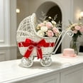 thumbnail image 6 of YingYouFu Mini Wicker Stroller Decoration, Rattan Doll Carriage Woven Candy Basket Centerpiece Decor for Weddings Showers, Decorative Flower Girl Cart, Event Centerpiece Decoration, 6 of 6