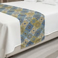 thumbnail image 2 of Antique Oriental Bed Runner, Detailed Vivid Floral Inspired Azulejo Illustration, Decorative Accent Bedding Scarf for Hotels Homes and Guestrooms, Queen, Violet Blue Amber, by Ambesonne, 2 of 2