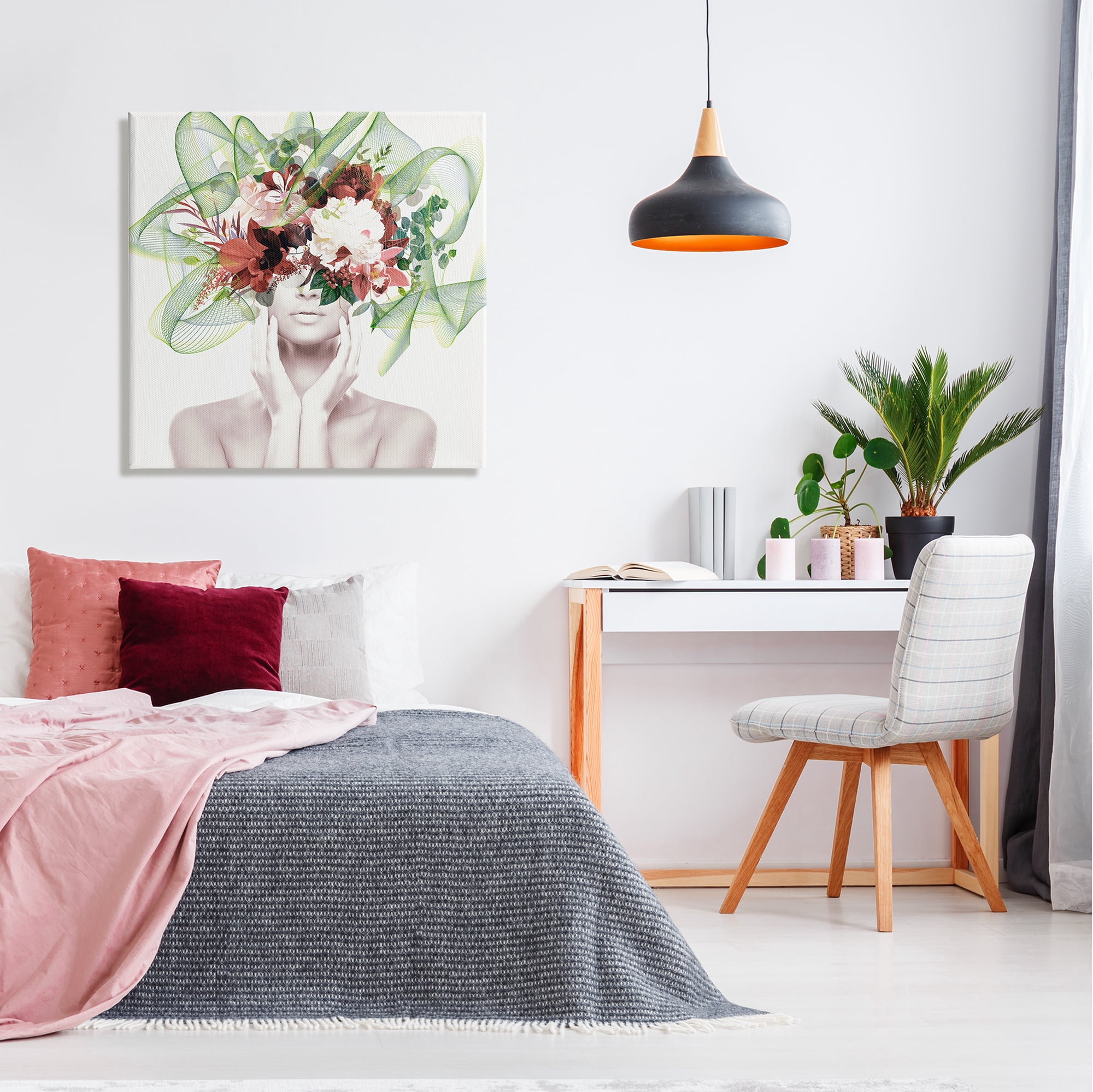 Stupell Conceptual Flower Face Woman Botanical & Floral Painting Gallery Wrapped Canvas Print Wall Art