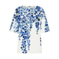 thumbnail image 5 of BangWanChi 3/4 Length Sleeve Womens Tops Plus Size Tunic Women's Ladies Fashion Casual Cropped 3/4 Sleeve Printing Cotton Loose Shirt Blouse Top, 5 of 5