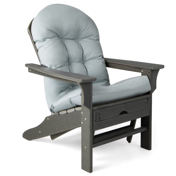 Gymax Set of 2 Patio Adirondack Chair Cushion High Back Fade Resistant 5'' Seat Pad Patio Grey