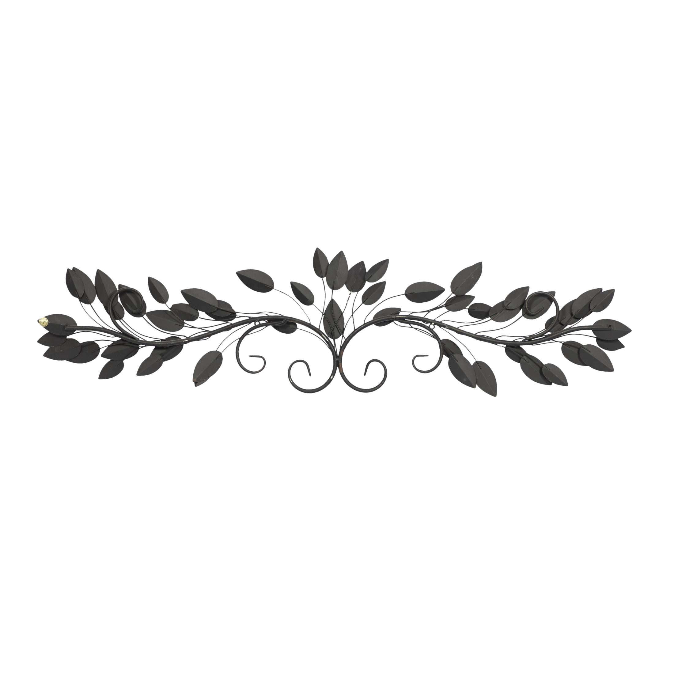 DecMode Blue Metal Scroll Leaf Wall Decor