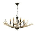 thumbnail image 3 of Retro Antler Chandelier 6 Light Deer Horn Restaurant Dining Pendant Lamp Resin, 3 of 16