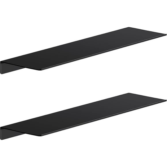 Danpoo Black Floating Shelves for Wall Storage, Metal Wall Shelves for Living Room, Bathroom, Kitchen, 20" Long Display Shelves for Collectibles(2 PCS)