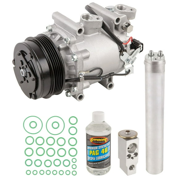 AC Compressor & A/C Kit For Honda Fit 2009 2010 2011 2012 2013 - Includes Drier Filter, Expansion Valve, Oil & O-Rings - BuyAutoParts
