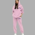 thumbnail image 2 of sususu Cozy Fall Fashion,Fall Sets Women's Casual Hooded Tracksuit Set Printed Lettering Drawstring Jogger Pants Comfortable Athletic Wear Outfit For Daily Life - Pink, 2 of 4
