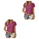 thumbnail image 1 of Camiseta de Manga Corta Plisada para Mujer Sonducket Color Sólido Cuello en V, 1 of 6