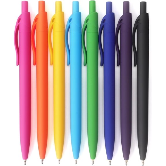 Ballpoint Pens Black Ink Pens, 1.0MM Black Ink, 8 Pack, Colorful | Medium Point Retractable Ballpoint Pens