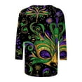 thumbnail image 5 of CYiJun Mardi Gras Clothing,Mardi Gras Sequin Top for Women,Sparkling 3/4 Sleeve Crewneck Party Shirt in Purple, Green & Gold, 5 of 5