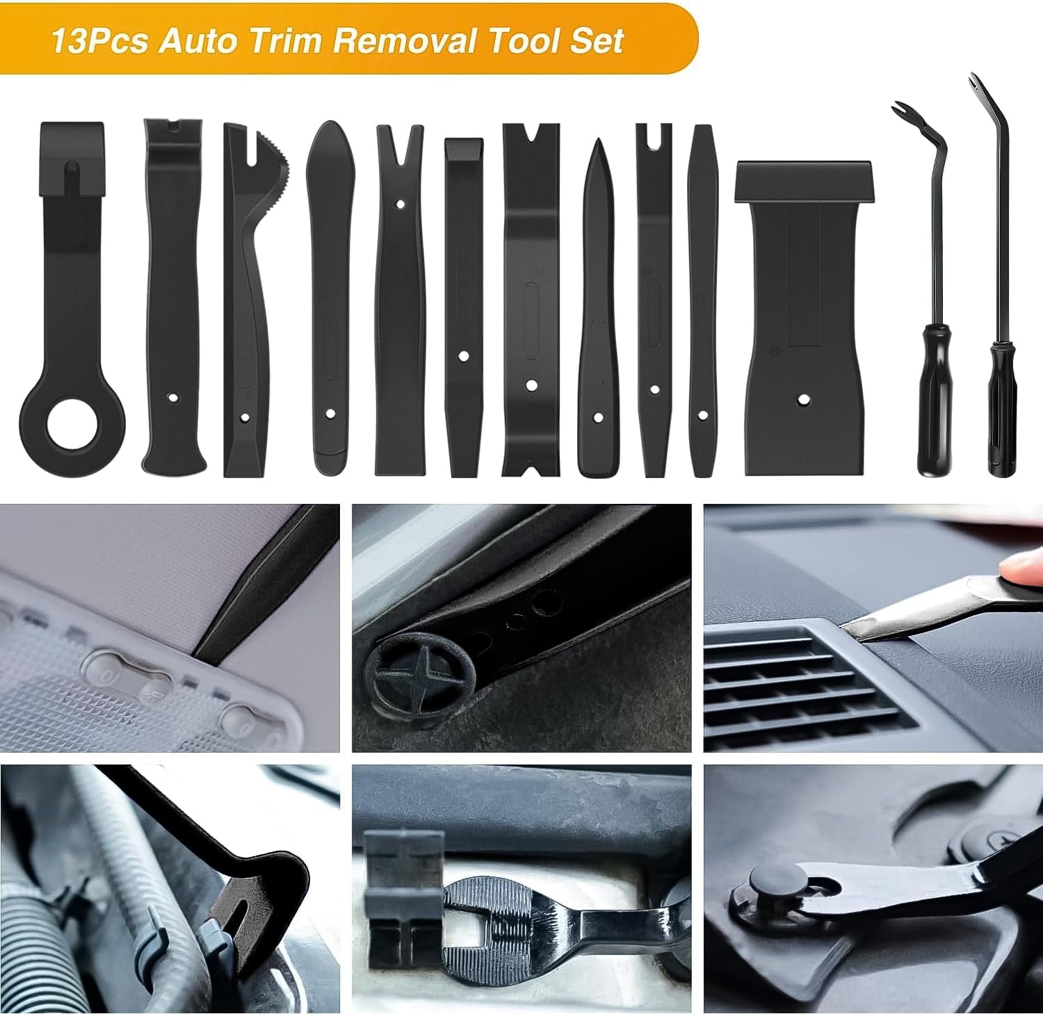 chasenew 5 PCS Nylon Auto Trim Removal Tool Kit No-Scratch Removal Tool Kit for Car Clip Panel & Audio Dashboard Dismantle Black