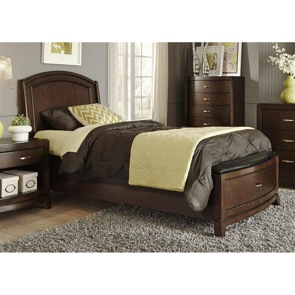 Liberty Furniture Avalon Leather Storage Bed in Dark Truffle Finish