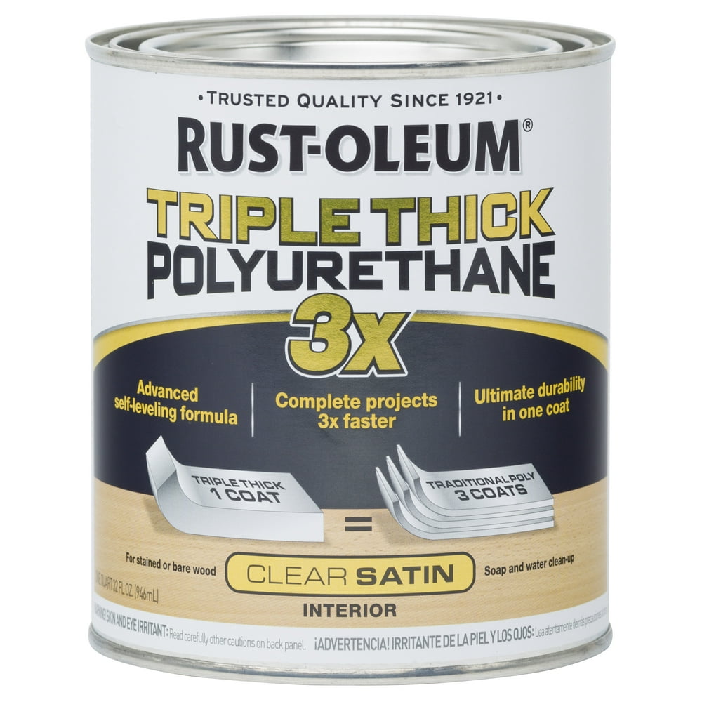 Clear, RustOleum Triple Thick Satin Polyurethane, Quart