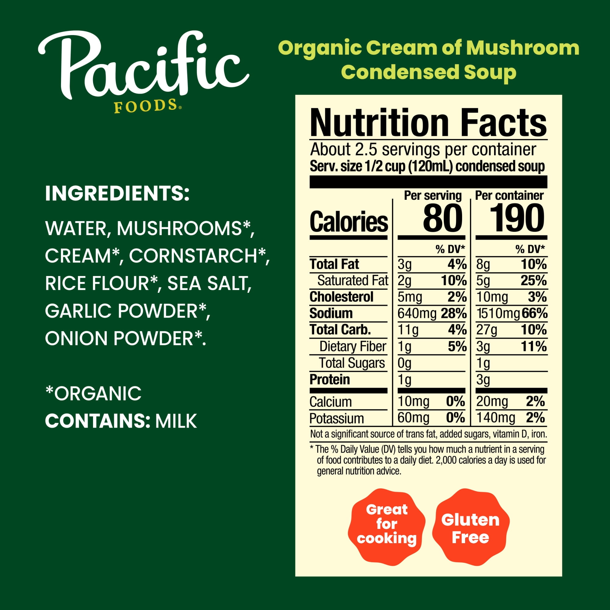 (12 pack) Pacific Foods Organic Cream of Mushroom Soup, 10.5 oz Can