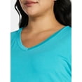 thumbnail image 4 of Terra & Sky Women's Plus Size V-Neck Tee with Short Sleeves, Sizes 0X-4X, 4 of 5