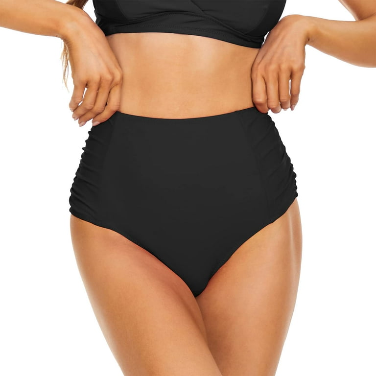 Shapermint High Waisted Ruched Bikini Bottom Full Coverage Tummy Control  Swimsuit 