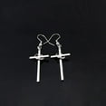 thumbnail image 3 of Par de material acero Inoxidable De Plata Cruz Crucifijo Cuelga Gancho Pendiente Studs, 3 of 6