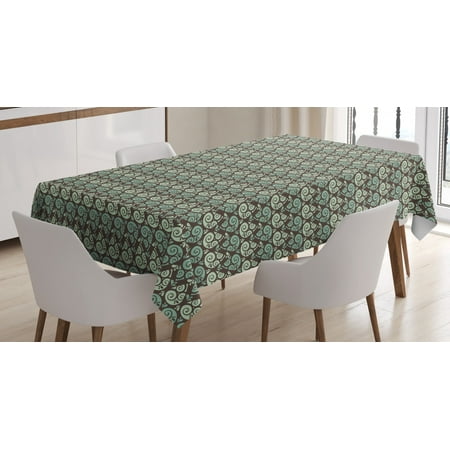 

Abstract Tablecloth Raindrop Pattern with Swirled Lines on Brown Toned Backdrop Weather Rectangular Table Cover for Dining Room Kitchen 52 X 70 Inches Mint Green Seafoam Brown by Ambesonne