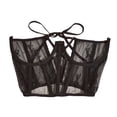 thumbnail image 3 of Cinturón de corsé de encaje ajustable con ballenas para mujer, con lazo decorativo en la espalda Negro, 3 of 9