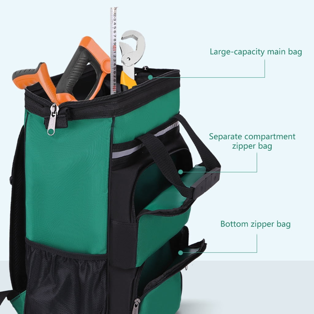 Heavy Duty Waterproof Tool Backpack Electrician Tool Shoulder Bag Oxfords Cloth Tool Organizer with Multiple Pockets