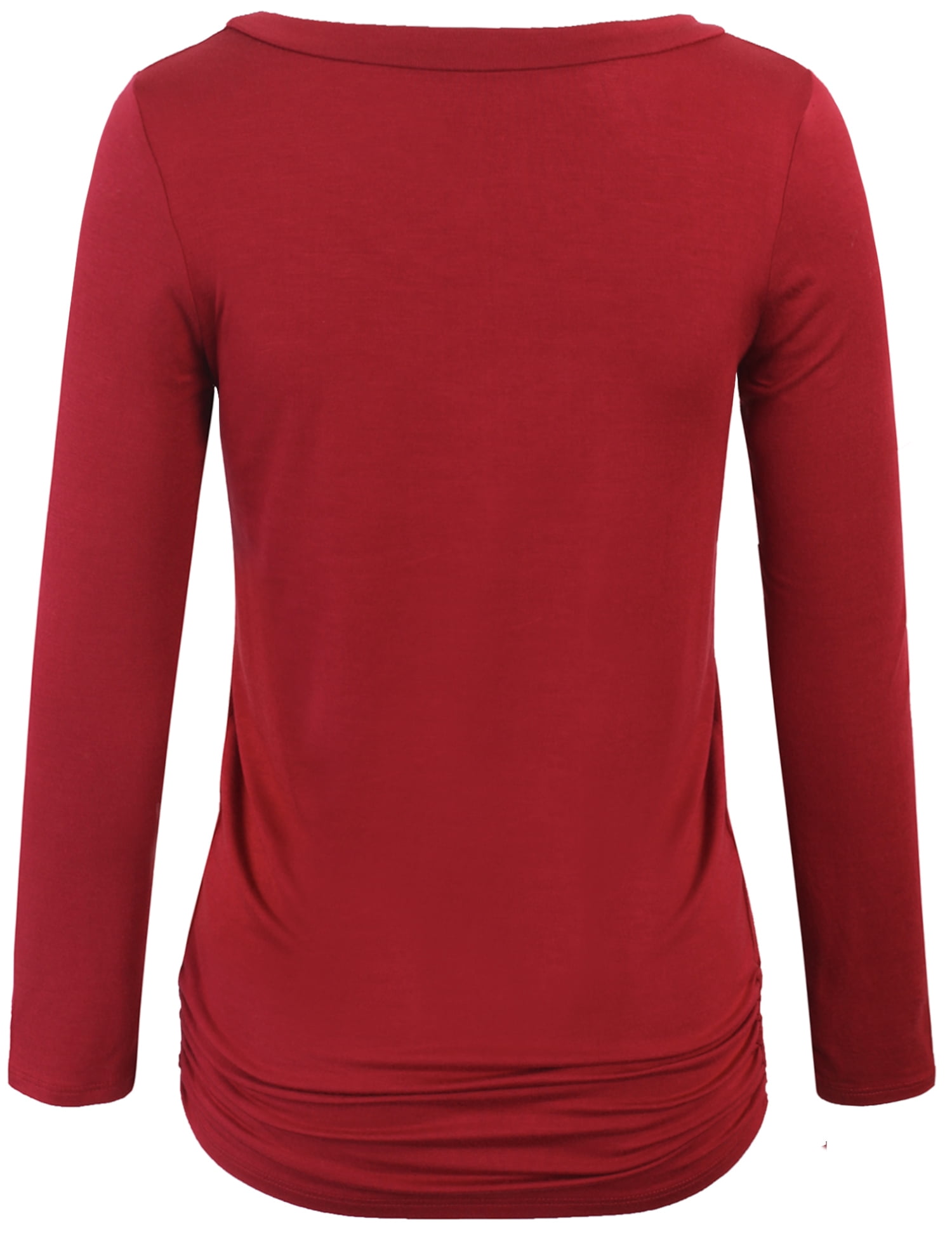 Womens Long Sleeve Solid Basic Drape Top Side Shirring Tunic (S-3X) - image 3