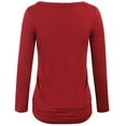 thumbnail image 3 of KOGMO Womens Long Sleeve Solid Basic Drape Top Side Shirring Tunic (S-3X), 3 of 6