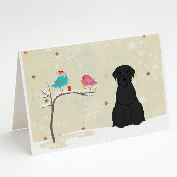 Christmas Presents between Friends Schnauzer - Giant Greeting Cards and Envelopes Pack of 8