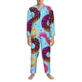 thumbnail image 3 of Naloa Donuts Men’s Pajamas Set - Long Sleeve Button Down Sleep Shirt and Pajama Bottoms Sleepwear Set-X-Large, 3 of 7