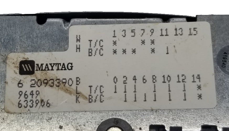 Pre-Owned OEM Replacement for Maytag Washer Timer 62093390