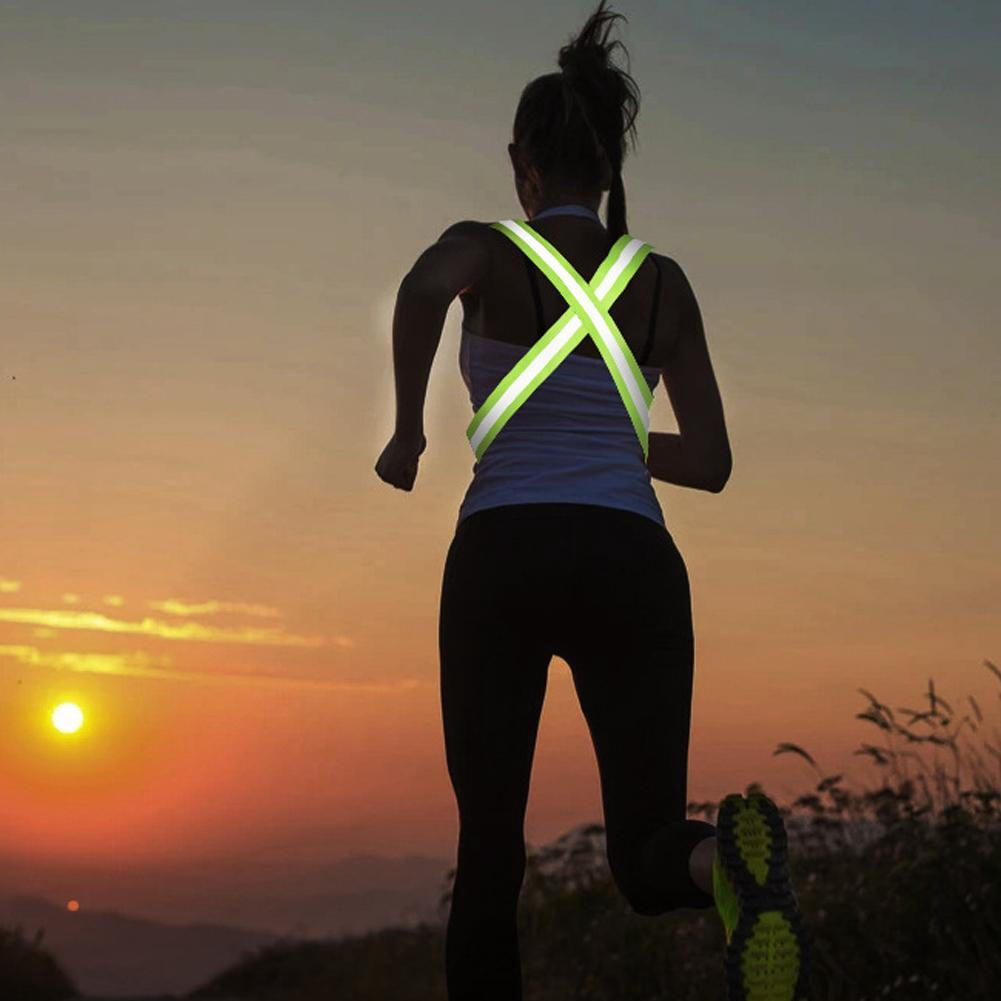 Reflective Safety Vest, Adjustable High Visibility Running Vest with Elastic Straps for Night Running, Cycling, Walking, Adults and Kids