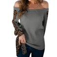 thumbnail image 2 of CEHVOM Women's Causal Color Matching Slash-Neck Long Sleeve Loose Tops Shirt Blous, 2 of 6