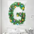 thumbnail image 1 of Letter G Tapestry, Christmas Tree Style Letter G with Capital Style Vibrant Celebration Items Holiday, Wall Hanging for Bedroom Living Room Dorm Decor, 60W X 80L Inches, Multicolor, by Ambesonne, 1 of 2