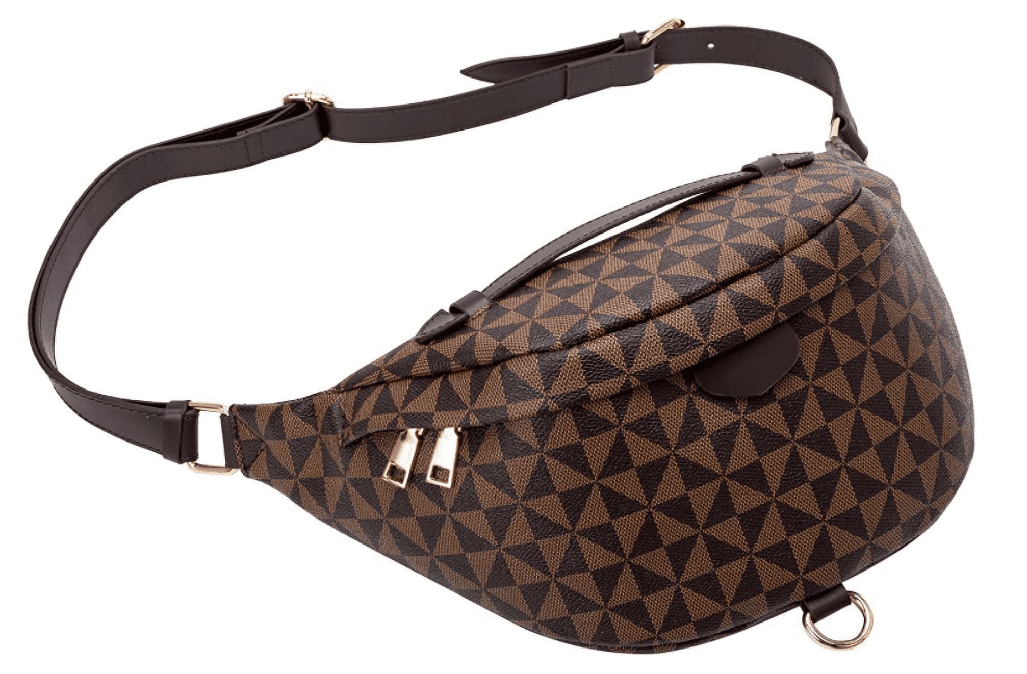 PIKADINGNIS Thick Chain Women's Fanny Pack Plaid leather Waist Bag Shoulder  Crossbody Chest Bags Luxury Designer Handbags Female Belt Bag 