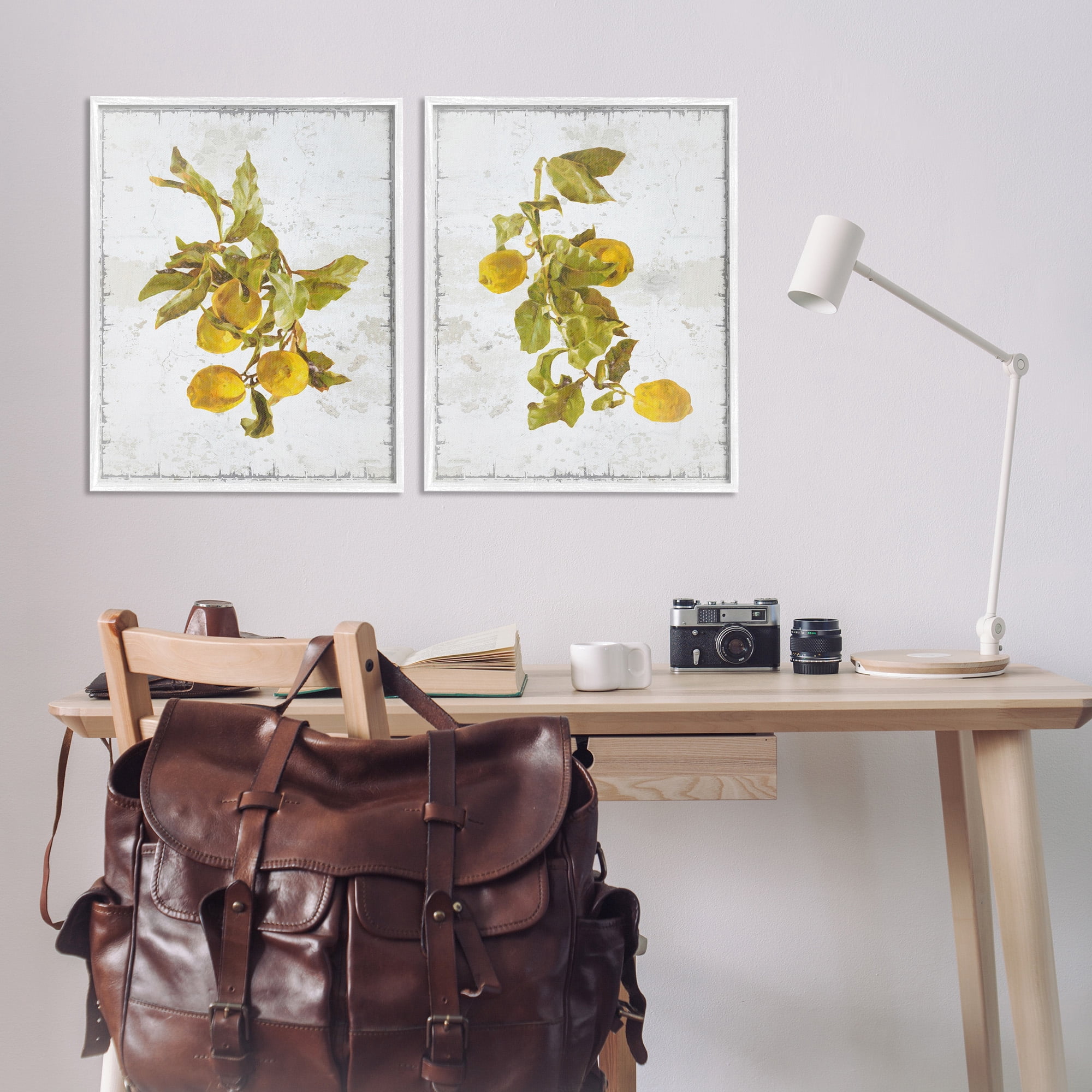 Stupell Industries Rustic Lemons & Leaves Food & Beverage Painting White Framed Art Print Wall Art, 24 x 30, Set of 2