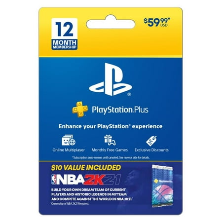 Sony PlayStation 12 Month & NBA 2K21 Jumpstart Pack Bundle, Sony, PlayStation [Digital Download]