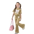 thumbnail image 2 of Gaexia Girls Shirts and Pants Set,Girls Casual Fashion Outfit Bow Short Sleeve Top and Long Pants Comfy Two Piece Playwear Fashion Clothes,8-9 Years, 2 of 6