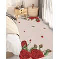 thumbnail image 3 of Red Roses Valentine's Day Area Rug 4x6 Living Room Rug with Tassel Woven Cotton Entryway Rugs Washable Bedroom Rugs Aesthetic Nursery Carpet Pink Spring Floral Farmhouse Floor Mat for Laundry Room, 3 of 5