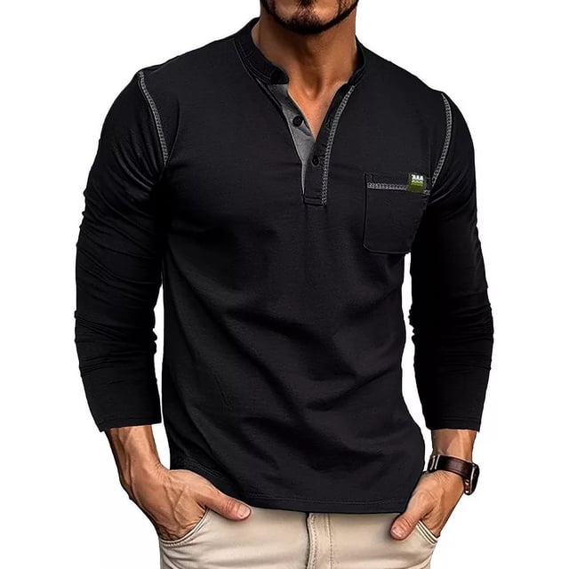Camisa Henley Para Hombre,originals Henley De Manga Larga