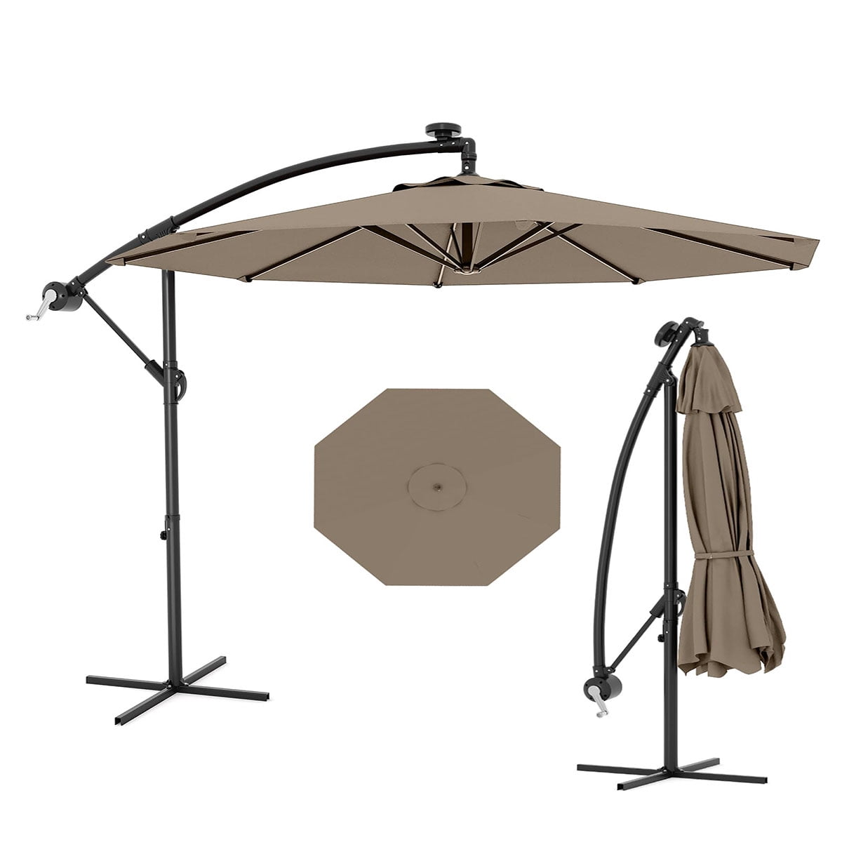 Danolapsi 10FT Offset Patio Umbrella, Hanging Cantilever Umbrella with 360 Rotating Base Outdoor Sun Shade with Easy Tilt Adjustment, 8 Ribs, UV Protection for Backyard, Lawn, Garden and Pool