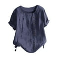 thumbnail image 4 of LYXSSBYX Plus Size Womens Shirts Women's Summer Casual Short Sleeve Flower Printing Loose Shirt Tops, 4 of 5